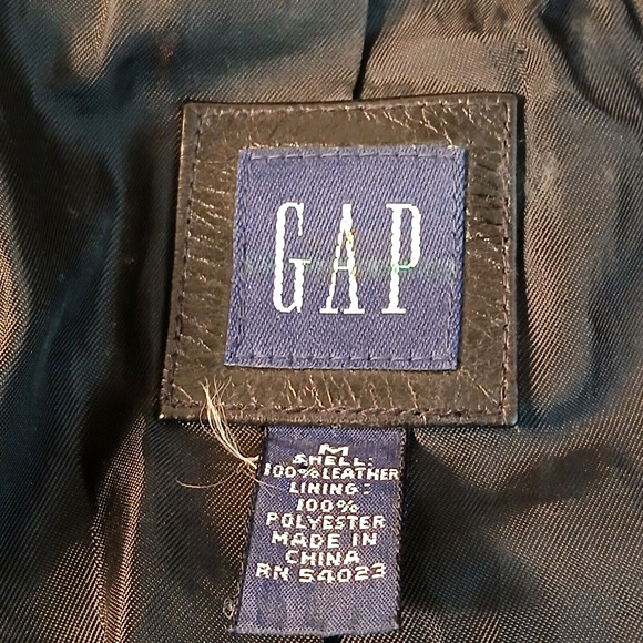 Vintage Gap Womens Medium Genuine Leather Black Jacket Button Up Side Pockets - Picture 6 of 11